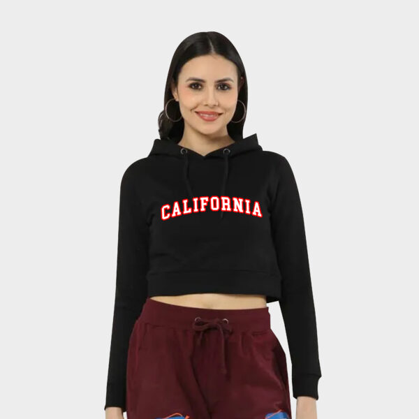 California Graphic Printed Crop Hoodies For Women's