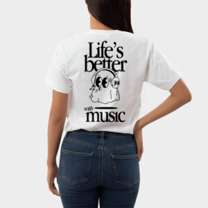 Life's Better With Music Graphic Printed Oversized T - Shirt