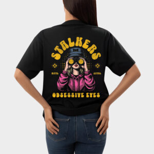 Stalkers Obsessive Eyes Graphic Printed Oversized T-Shirt for Women's