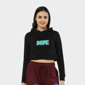 Dope Graphic Printed Crop Hoodies For Women's